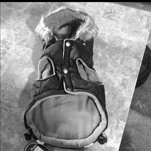 Dog coat with fur hood (size S)